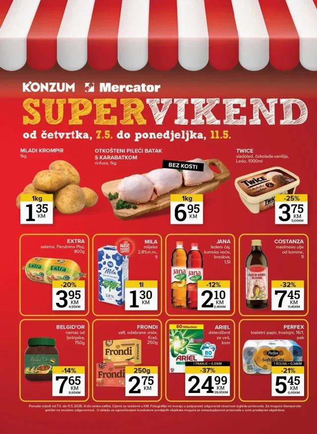 Konzum i Mercator: Super vikend (od 07.05. do 11.05.2026)